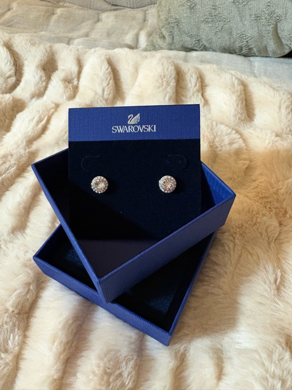 Swarovski Silver Clear Crystal Halo Stud Earrings